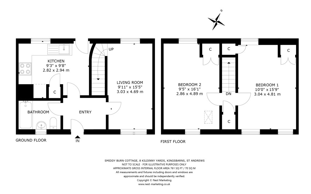 Floorplans For Smiddy Burn Cottage, 8 Kildinny Yards, Kingsbarns, St. Andrews