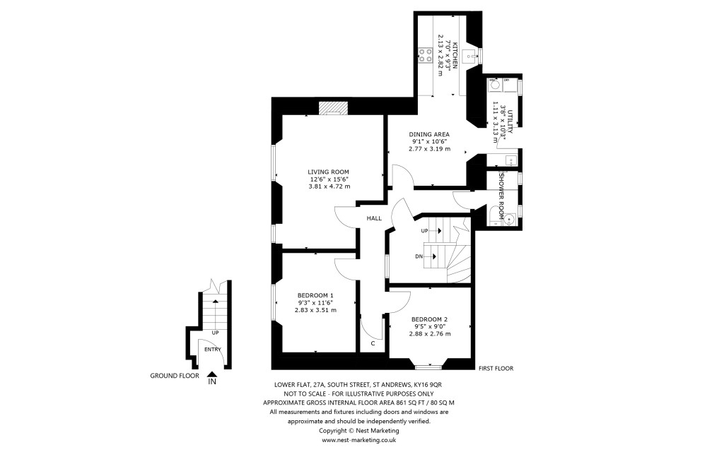 Floorplans For Lower Flat, 27A, South Street, St. Andrews