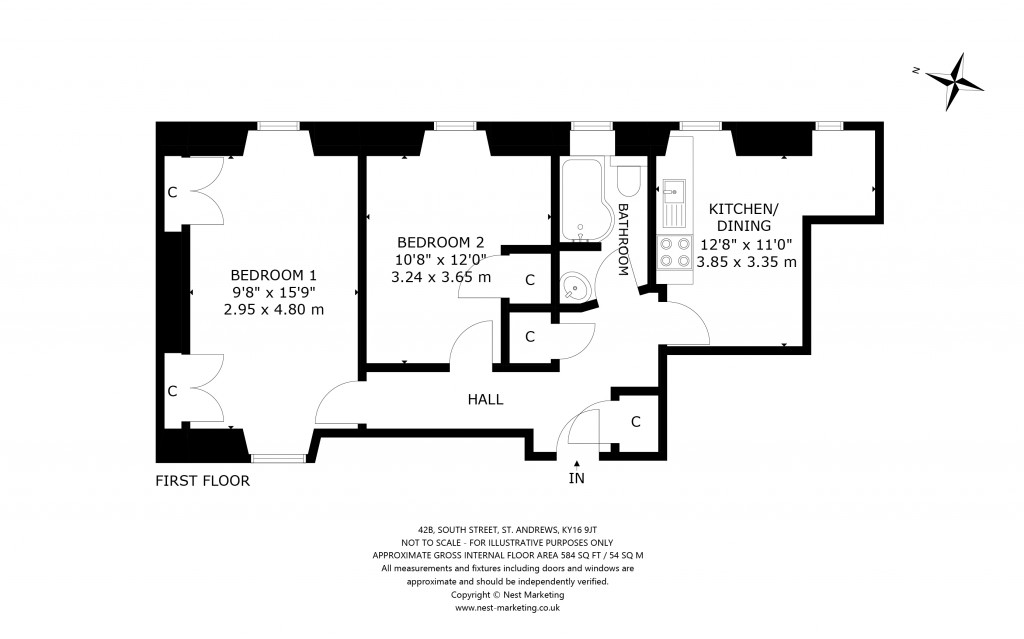 Floorplans For 42B, South Street, St. Andrews
