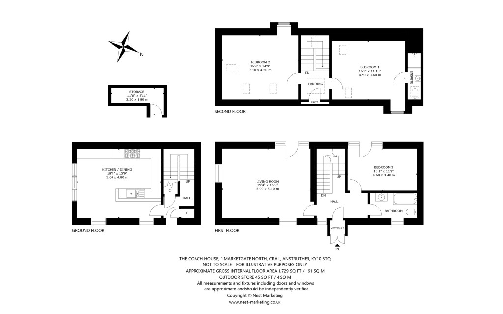 Floorplans For The Coach House, 1 Marketgate North, Crail, Anstruther