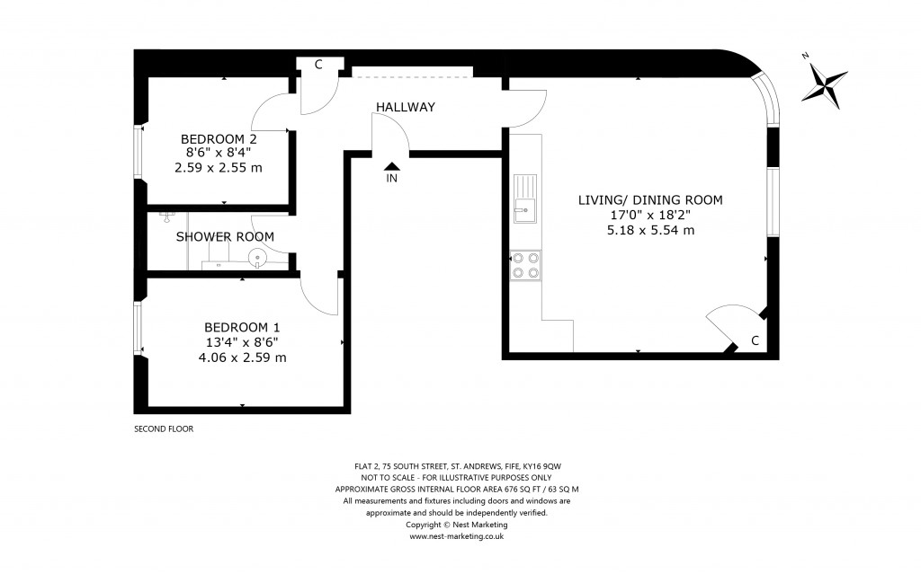 Floorplans For Flat 2, South Street, St. Andrews, Fife