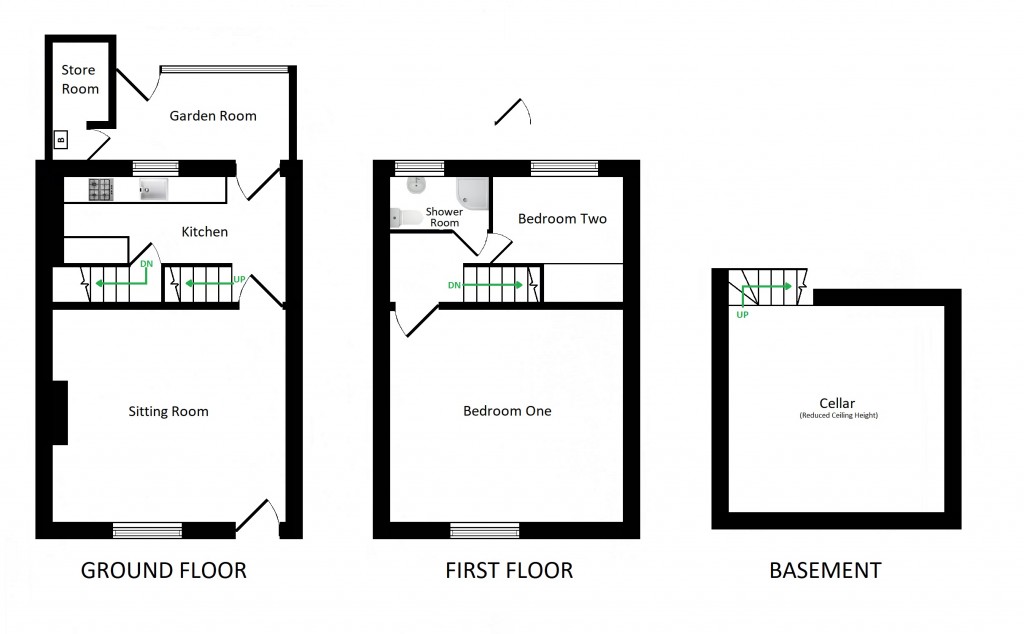 Floorplans For Adams Cottage, 40 Shalmsford Street, Canterbury