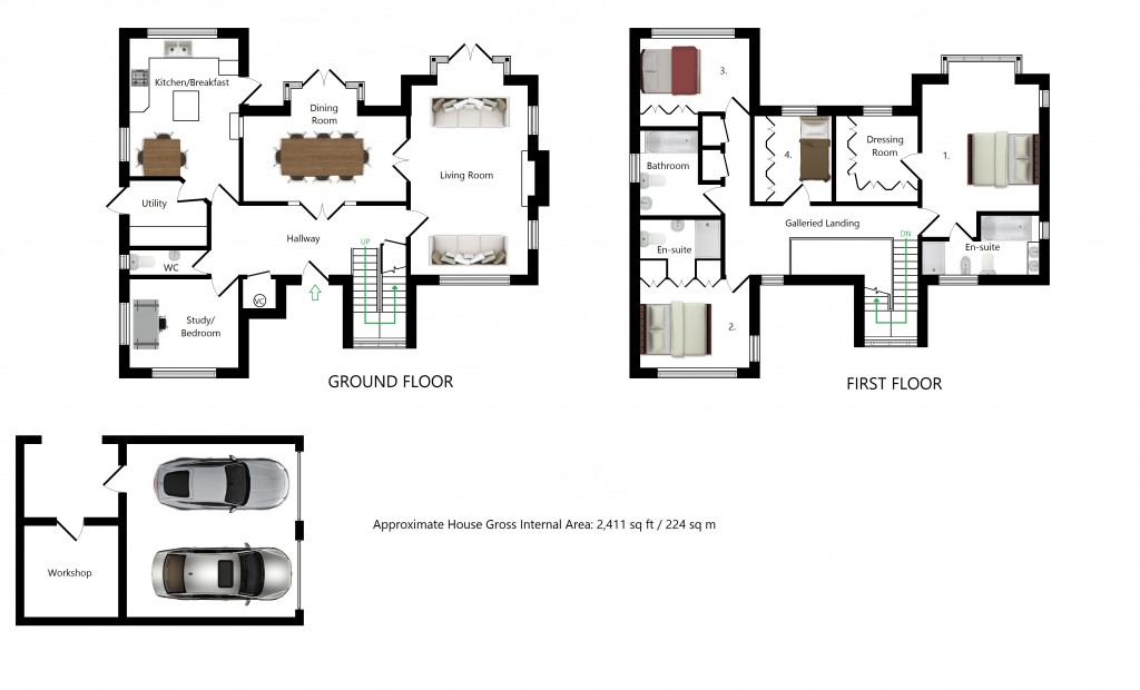 Floorplans For Little Mundy Bois, Green Hill Lane, Egerton