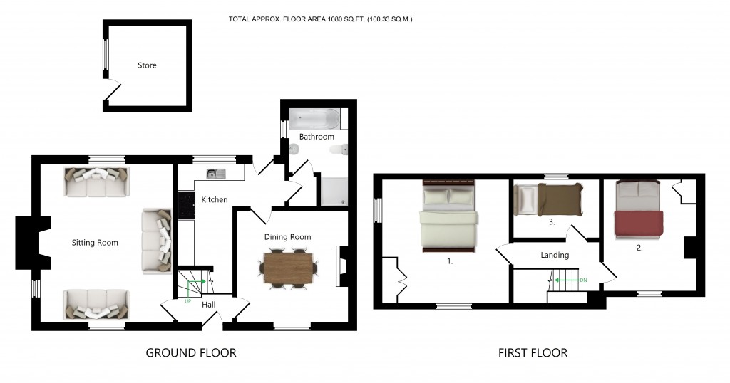 Floorplans For Kingsland Cottages, Kingsland Lane, Egerton