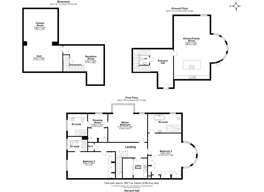 Floorplans For Harvard Hall, Stock, Essex, CM4