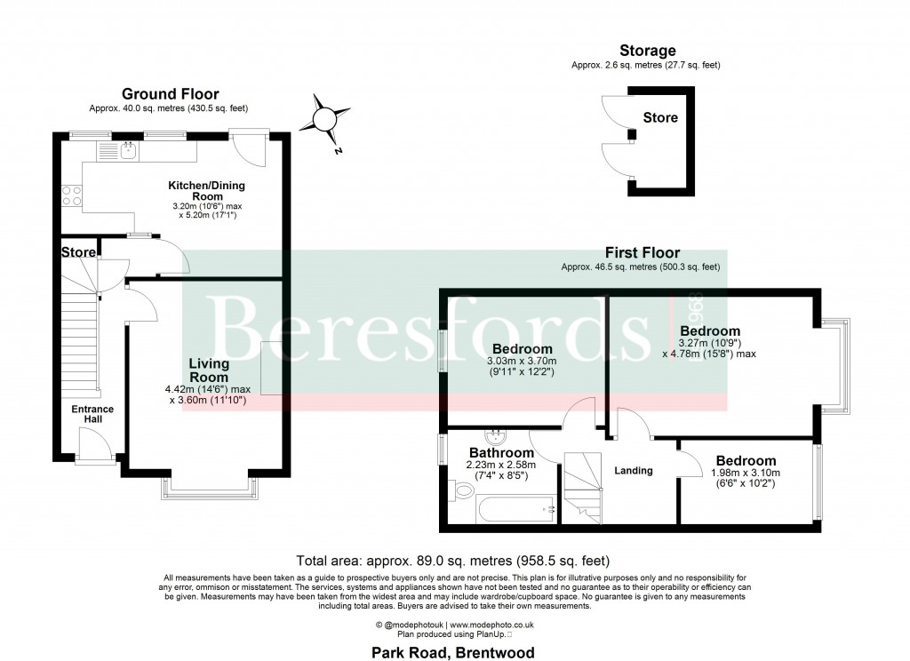 Floorplans For Park Road, Brentwood, CM14