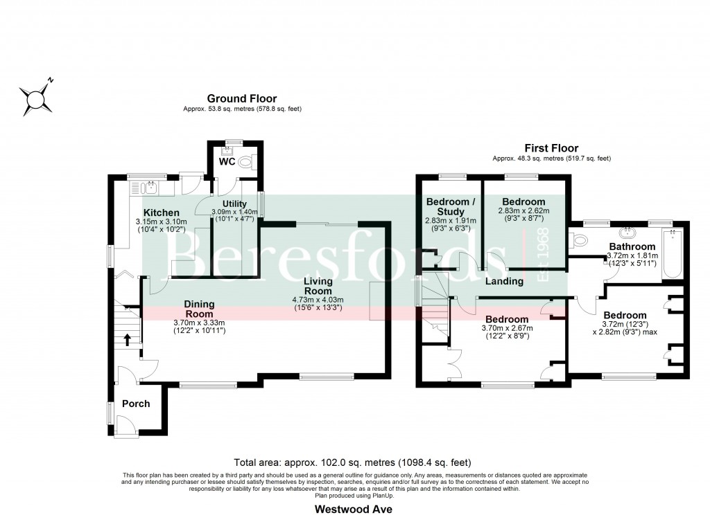 Floorplans For Westwood Avenue, Brentwood, Essex, CM14