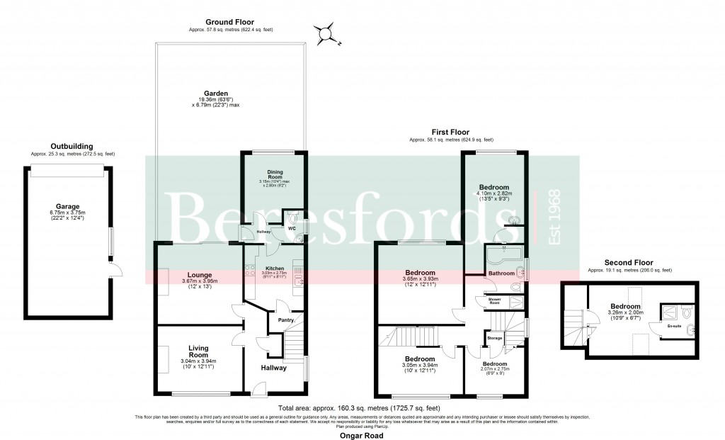 Floorplans For Ongar Road, Pilgrims Hatch, Brentwood, Essex, CM15