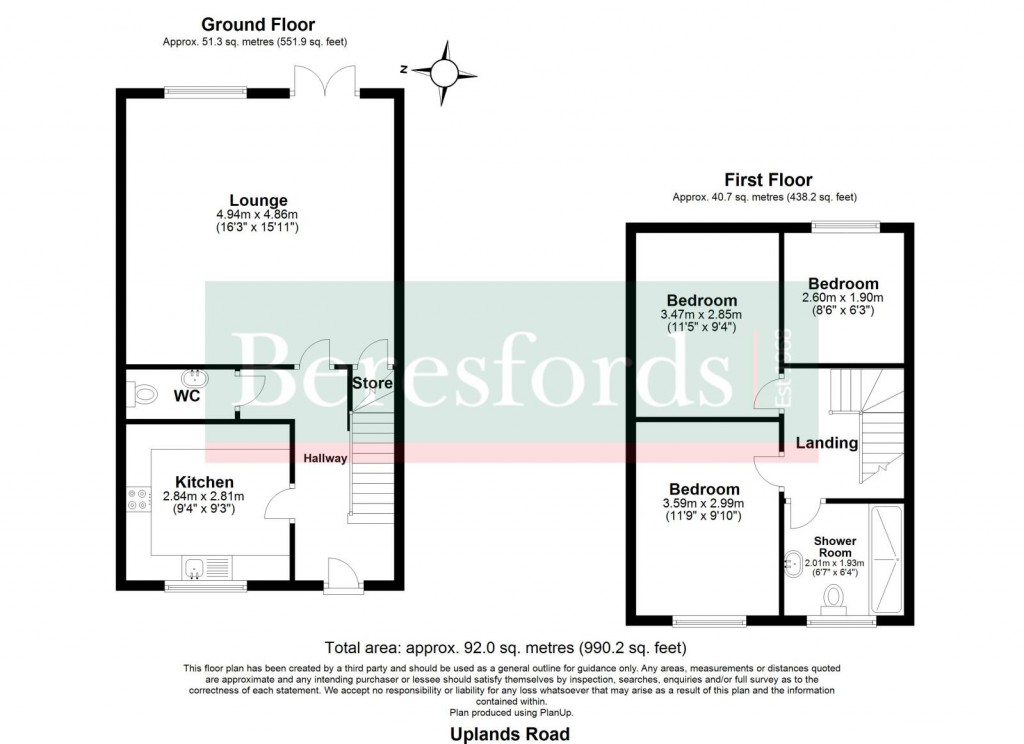 Floorplans For Uplands Road, Warley, Brentwood, Essex, CM14