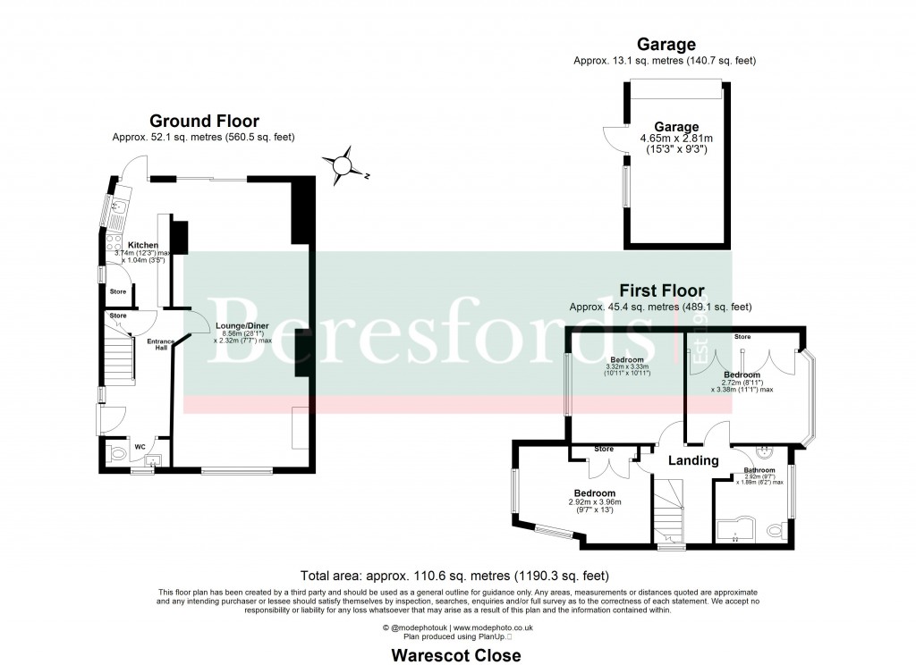 Floorplans For Warescot Close, Brentwood, Essex, CM15