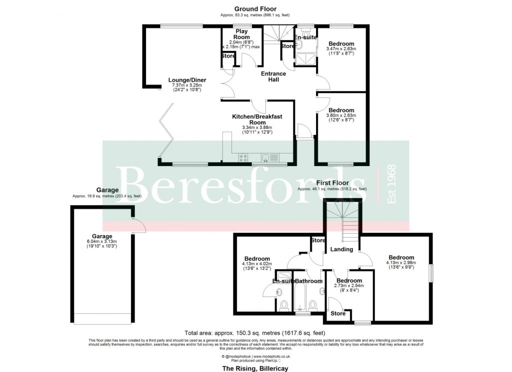 Floorplans For The Rising, Billericay, Essex, CM11