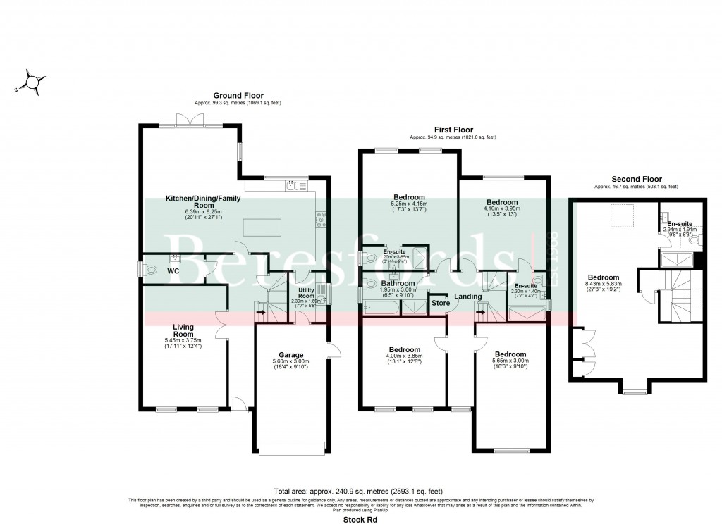 Floorplans For Stock Road, Billericay, Essex, CM12