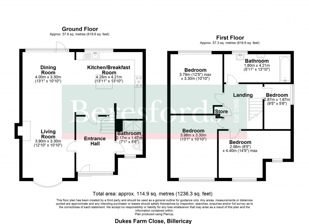 Floorplans For Dukes Farm Close, Billericay, Essex, CM12