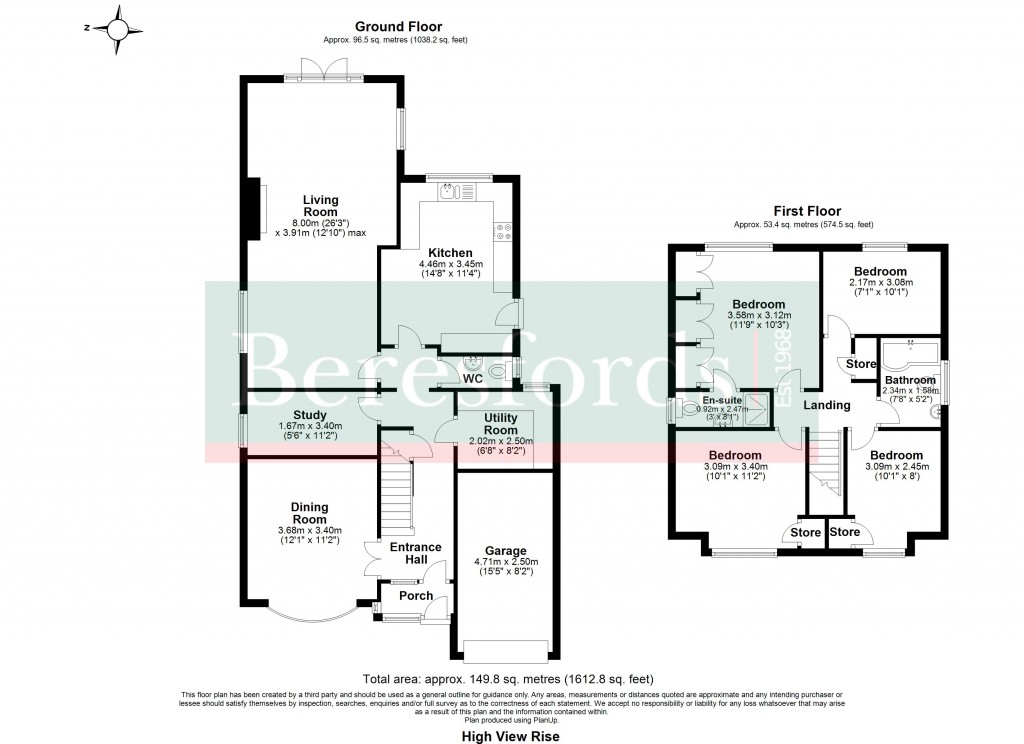 Floorplans For High View Rise, Crays Hill, Billericay, Essex, CM11