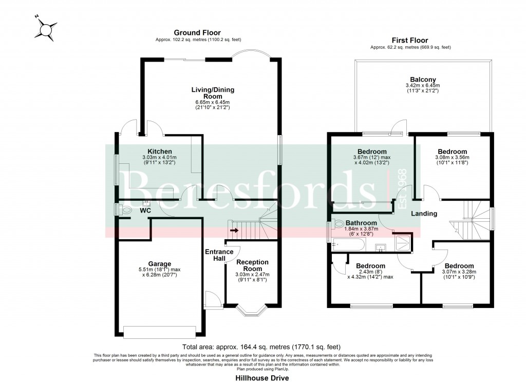 Floorplans For Hillhouse Drive, Billericay, Essex, CM12