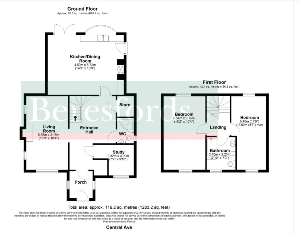 Floorplans For Central Avenue, Billericay, Essex, CM12