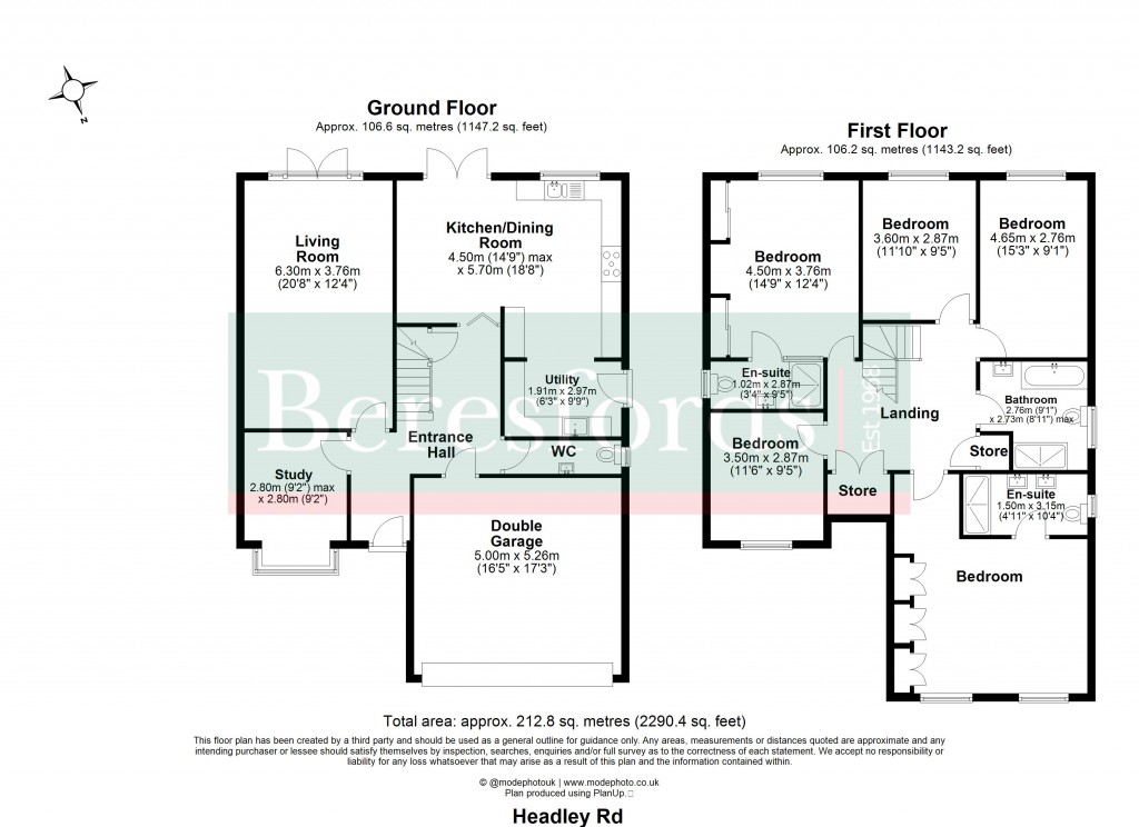 Floorplans For Headley Road, Billericay, Essex, CM11