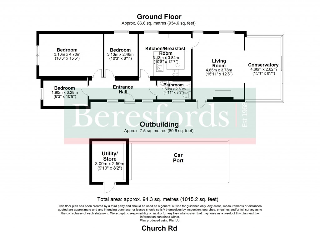 Floorplans For Church Road, Ramsden Heath, Billericay, Essex, CM11