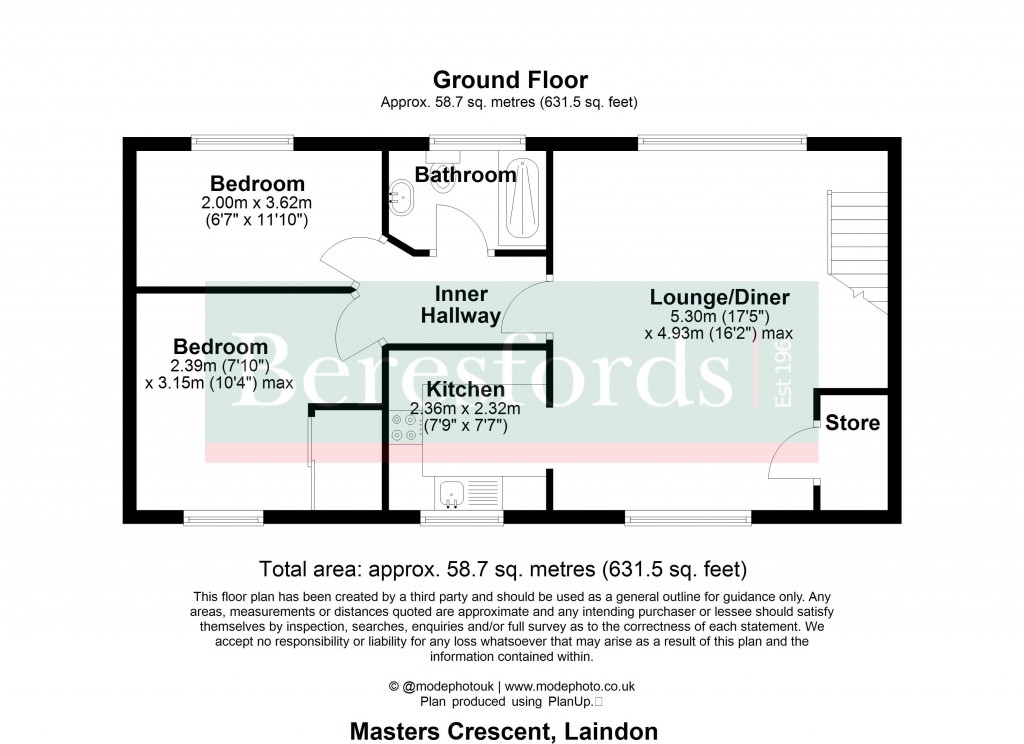 Floorplans For Masters Crescent, Basildon, Essex, SS15