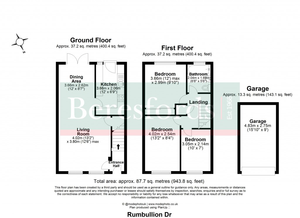 Floorplans For Rumbullion Drive, Billericay, Essex, CM12