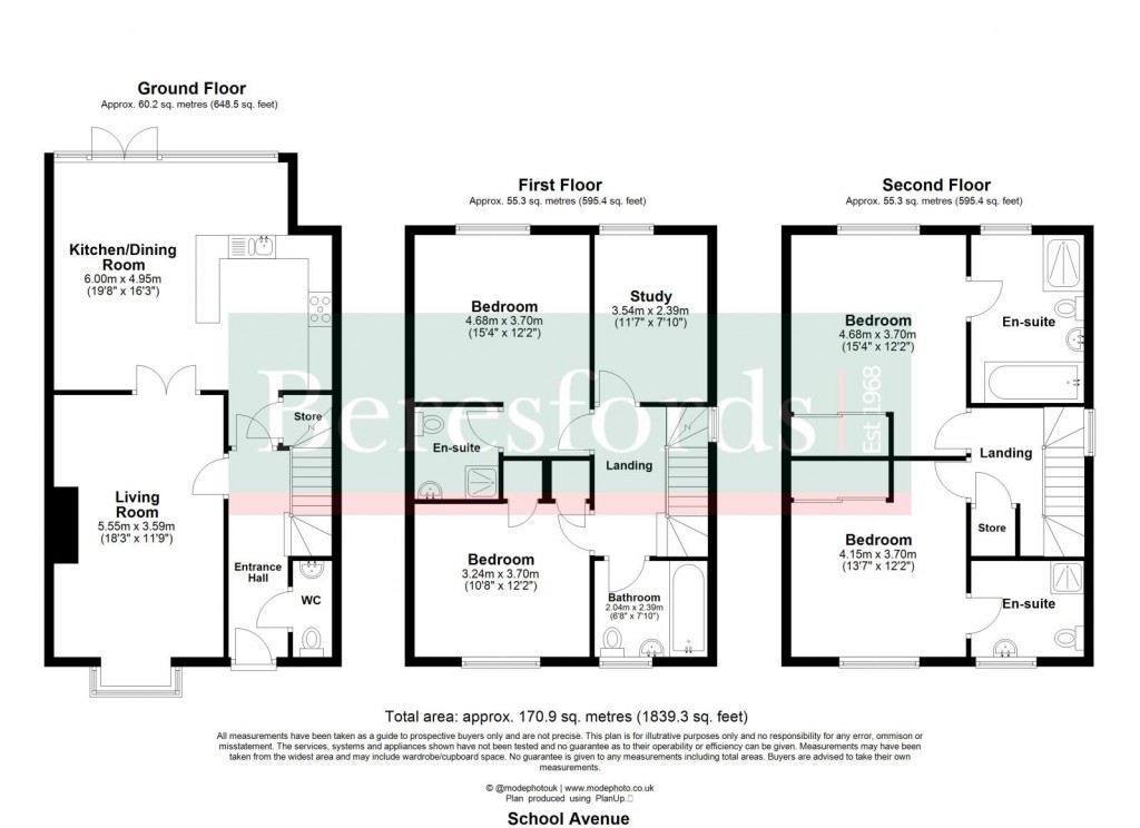 Floorplans For School Avenue, Basildon, Essex, SS15