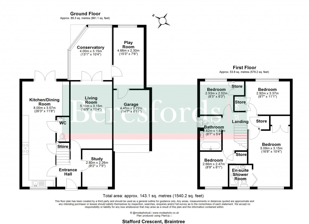 Floorplans For Stafford Crescent, Braintree, CM7