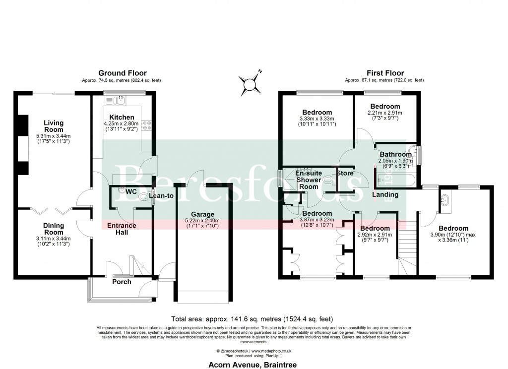 Floorplans For Acorn Avenue, Braintree, Essex, CM7