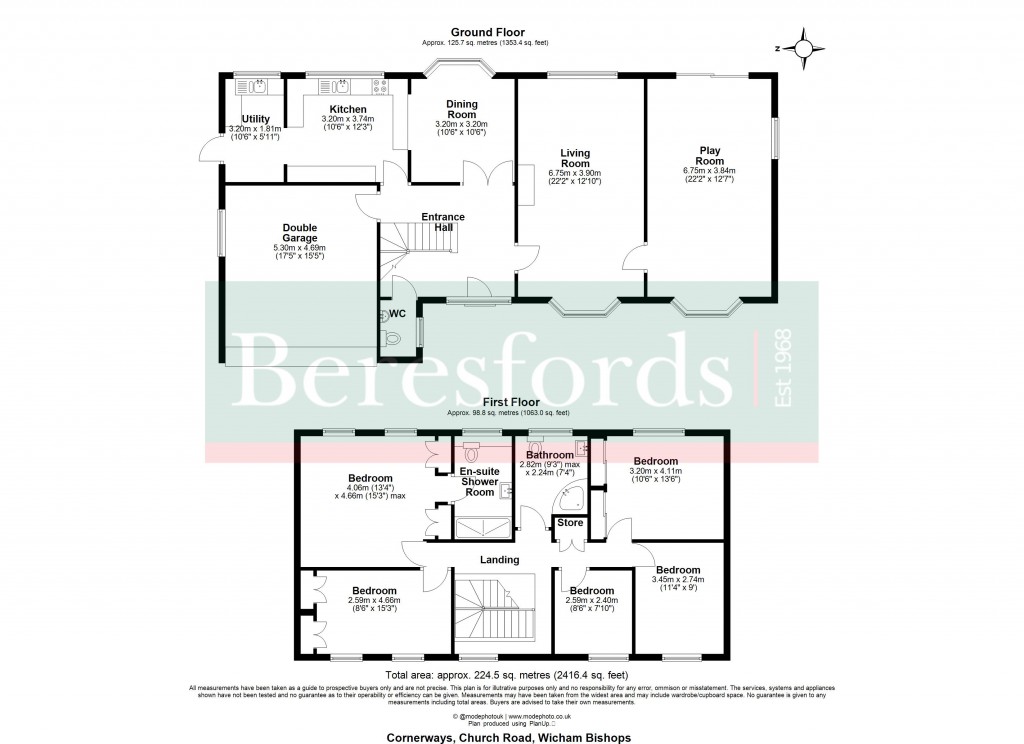 Floorplans For Church Road, Wickham Bishops, Witham, Essex, CM8