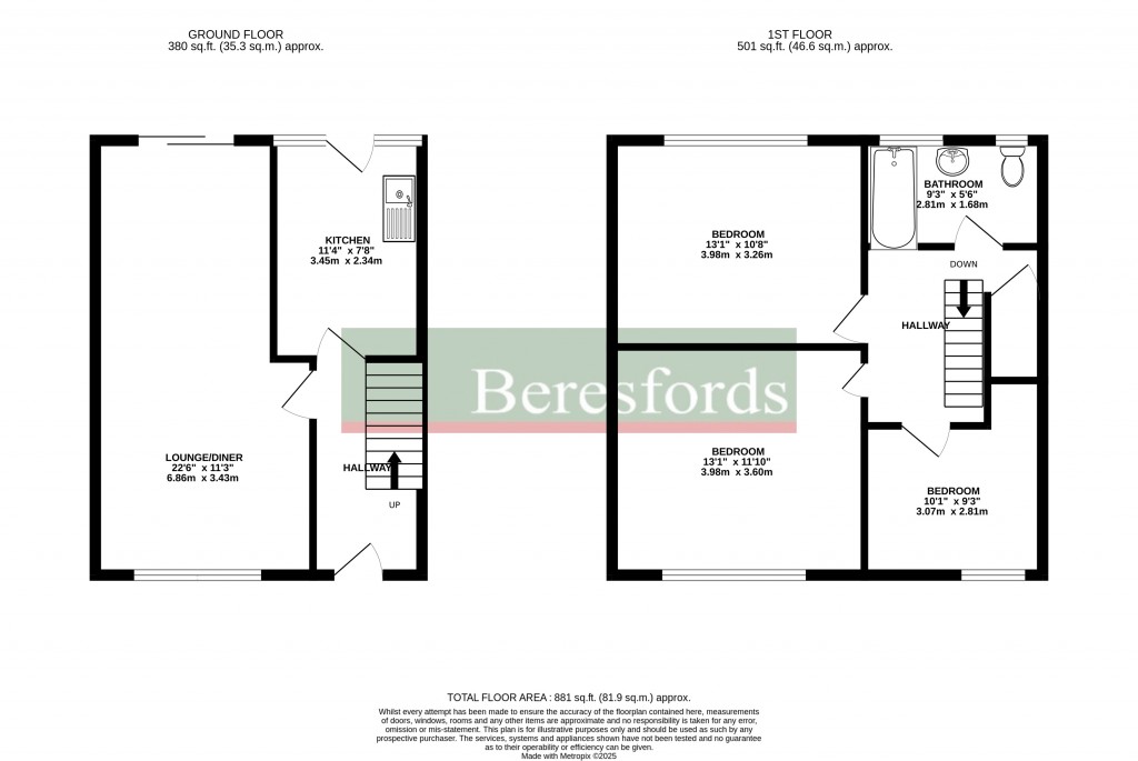Floorplans For Cypress Drive, Chelmsford, Essex, CM2