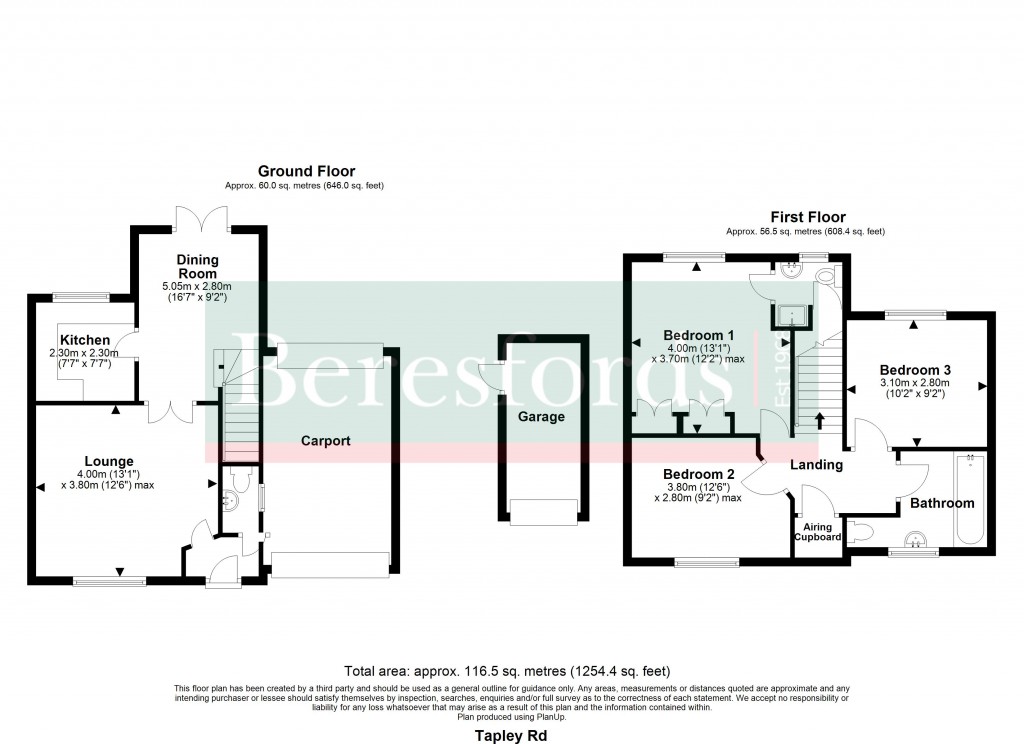 Floorplans For Tapley Road, Chelmsford, Essex, CM1