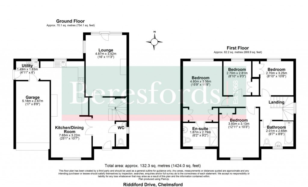 Floorplans For Riddiford Drive, Chelmsford, Essex, CM1