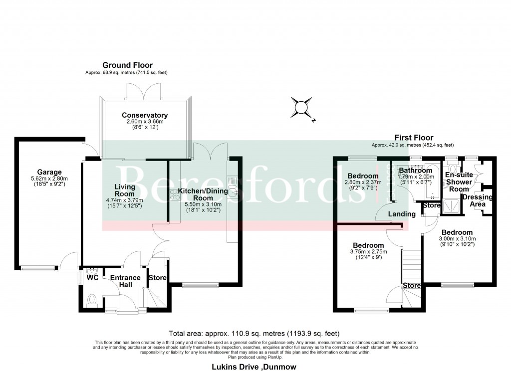 Floorplans For Lukins Drive, Dunmow, Essex, CM6