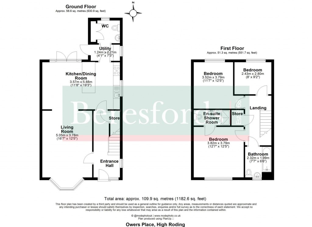 Floorplans For Owers Place, High Roding, Dunmow, Essex, CM6