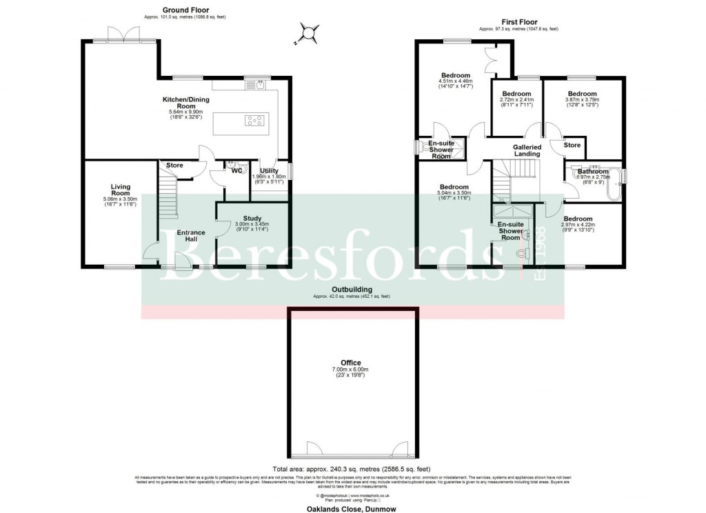 Floorplans For Oaklands Close, Dunmow, Essex, CM6