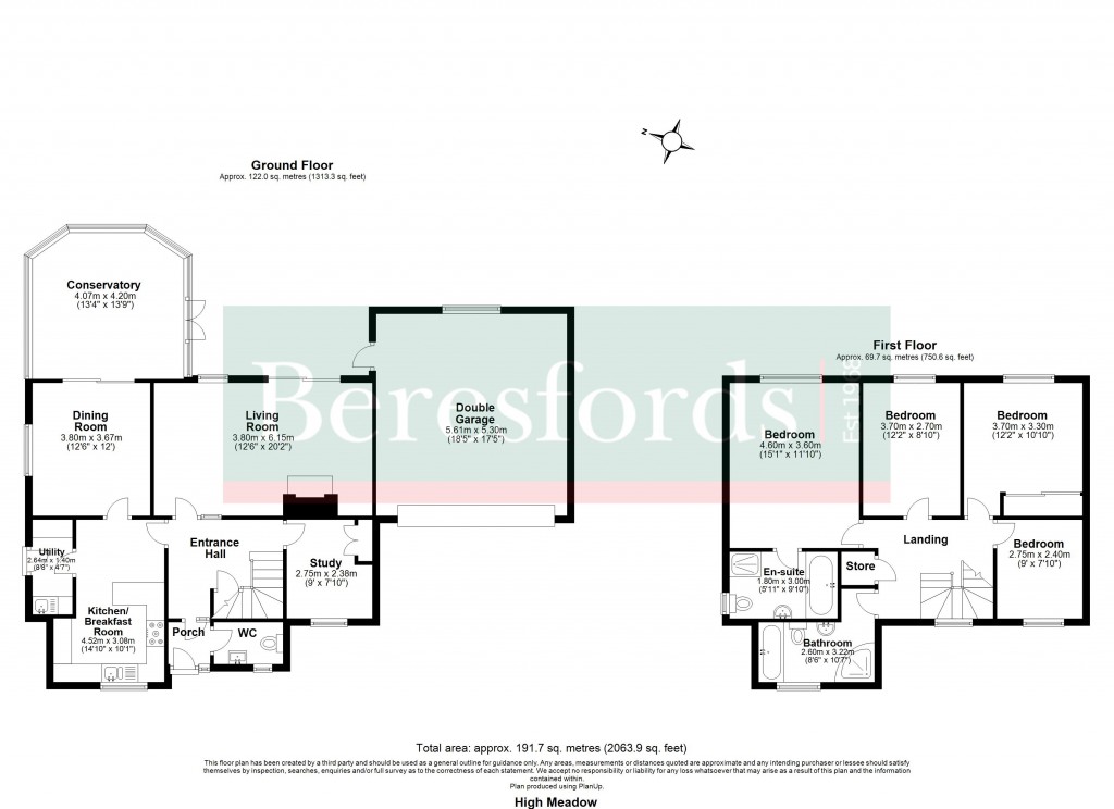Floorplans For High Meadow, Dunmow, Essex, CM6