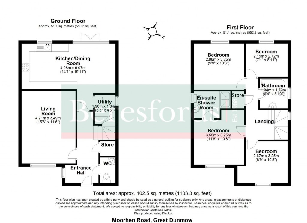 Floorplans For Moorhen Road, Dunmow, Essex, CM6