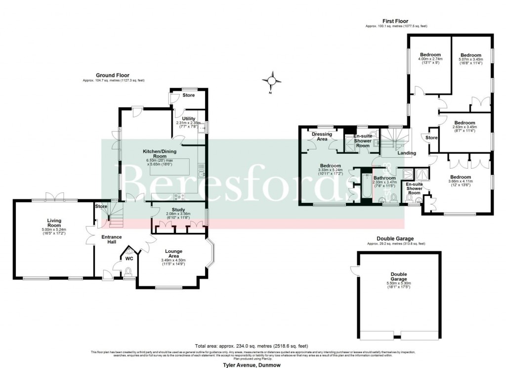 Floorplans For Tyler Avenue, Flitch Green, Dunmow, CM6