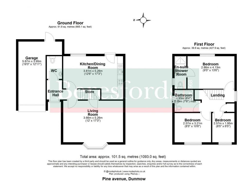 Floorplans For Pine Avenue, Dunmow, Essex, CM6