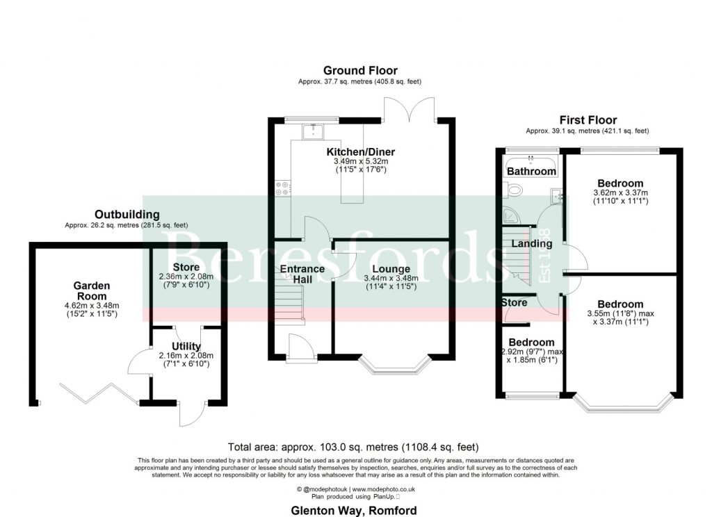 Floorplans For Glenton Way, Rise Park, Romford, RM1