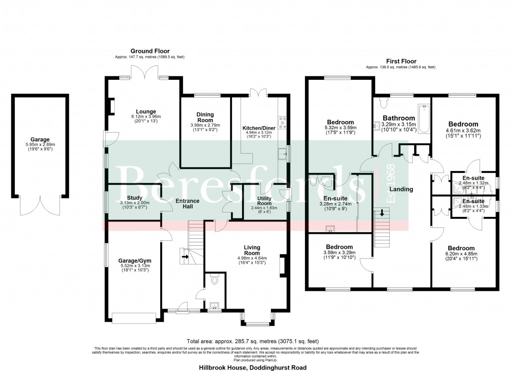 Floorplans For Doddinghurst Road, Doddinghurst, Essex, CM15