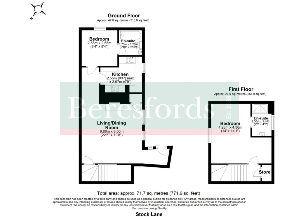 Floorplans For Stock Lane, Ingatestone, Essex, CM4