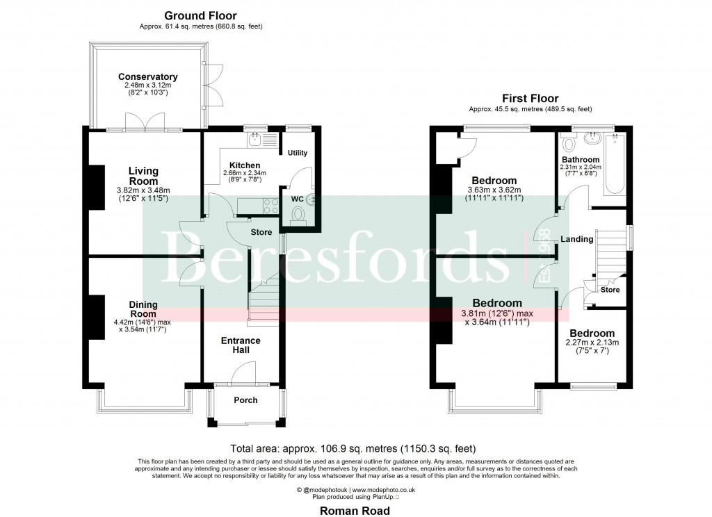 Floorplans For Roman Road, Mountnessing, Brentwood, Essex, CM15