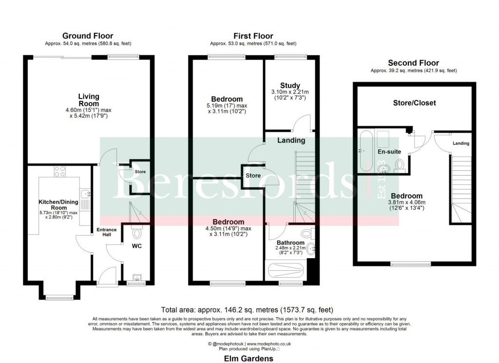 Floorplans For Elm Gardens, Mountnessing, Brentwood, Essex, CM15
