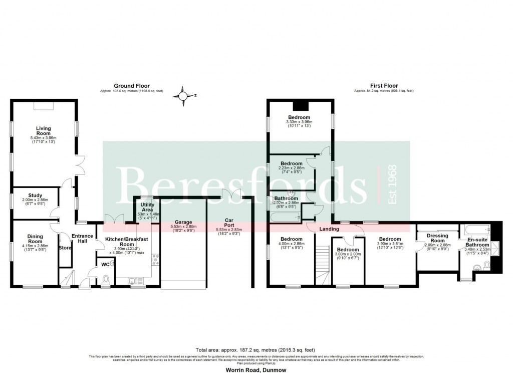 Floorplans For Worrin Road, Flitch Green, Dunmow, CM6