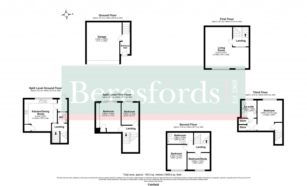 Floorplans For Fairfield, Ingatestone, Essex, CM4