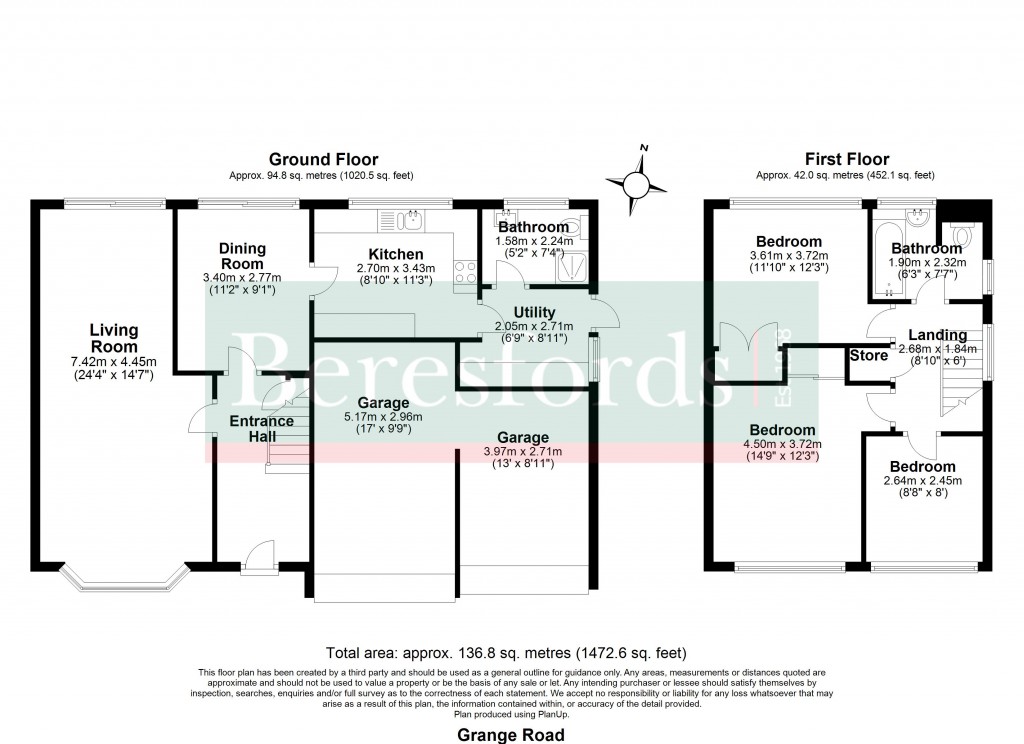 Floorplans For Grange Road, Wickham Bishops, Witham, Essex, CM8