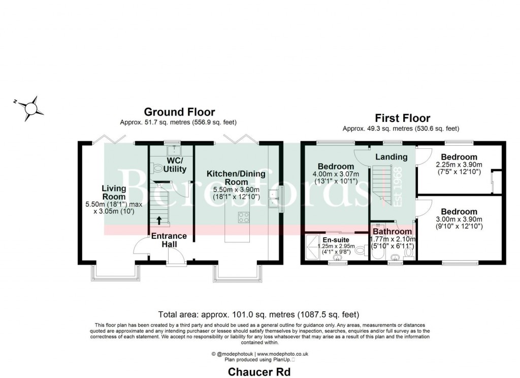 Floorplans For Chaucer Road, Dunmow, Essex, CM6