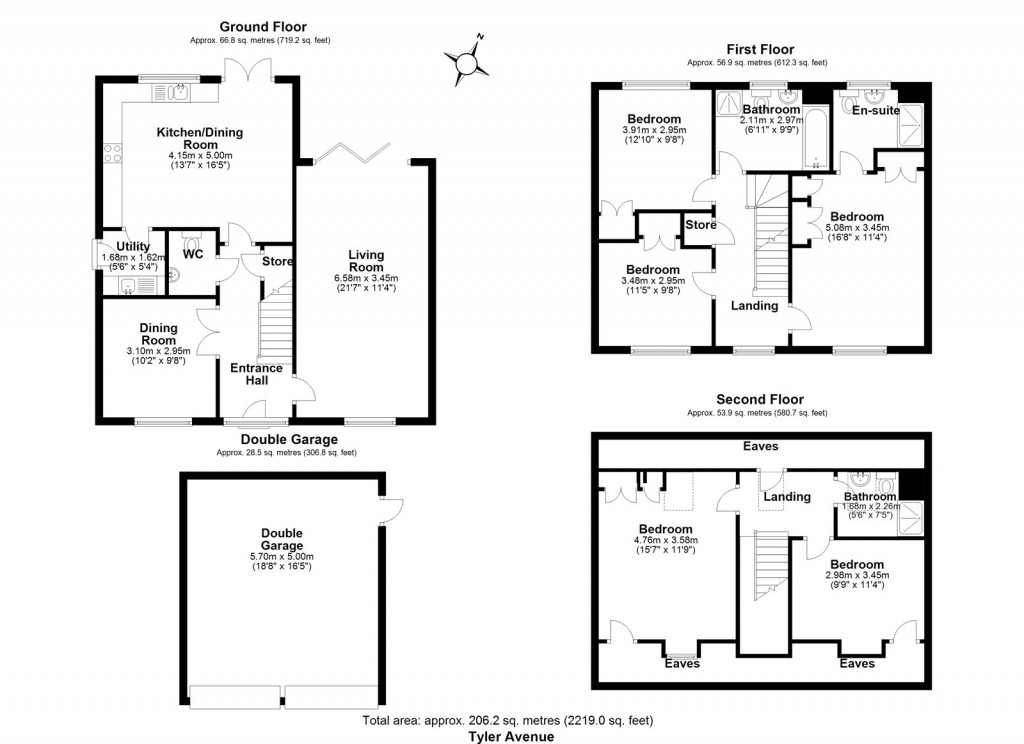 Floorplans For Tyler Avenue, Flitch Green, Dunmow, Essex, CM6