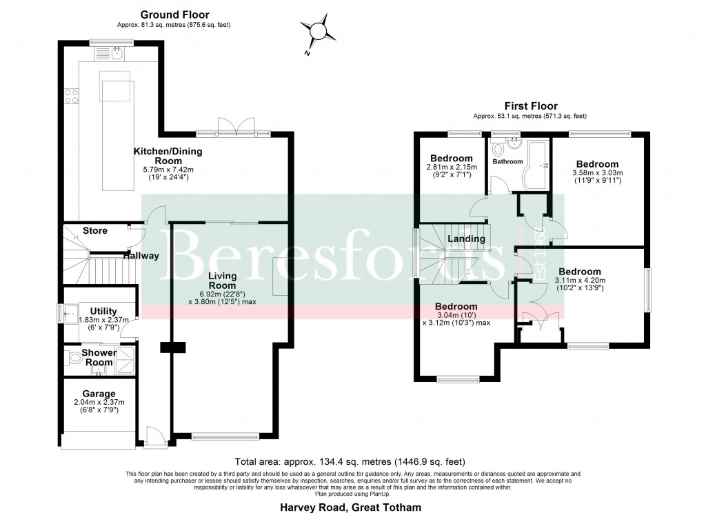 Floorplans For Harvey Road, Great Totham, Maldon, Essex, CM9