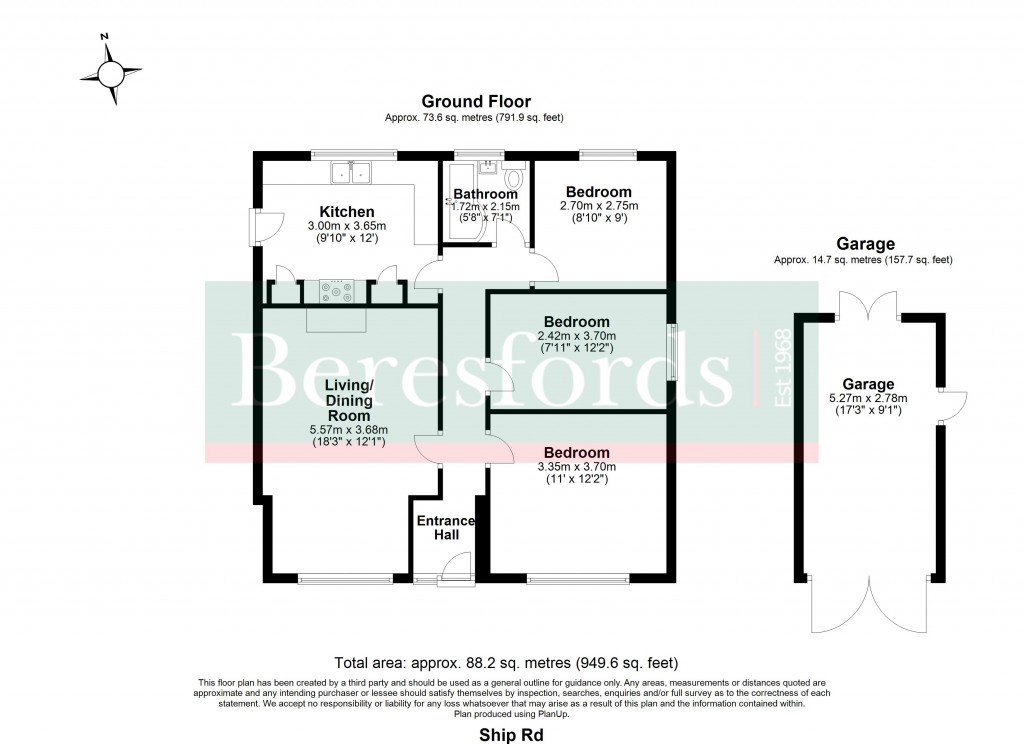 Floorplans For Ship Road, West Hanningfield, Chelmsford, Essex, CM2